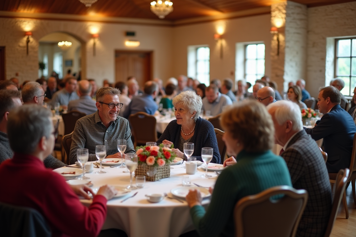 Groupe diversifié de convives lors d