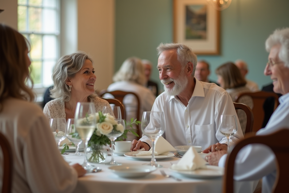 Vieux couple échangeant lors d
