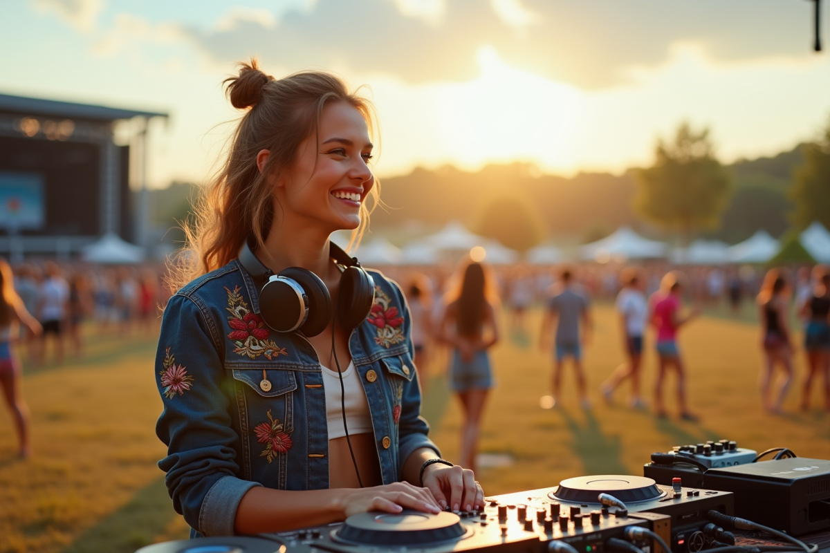 DJ femme souriante lors d
