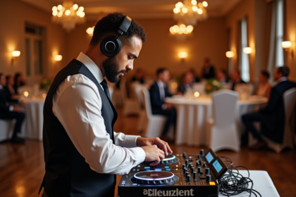 DJ professionnel en action lors d'un mariage élégant