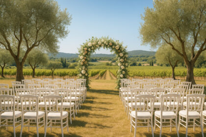 Photo d'un mariage en plein air dans un vignoble provençal ensoleillé